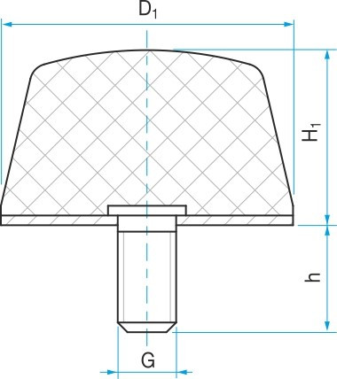 Silentblok - doraz kuželový typ KD-4 - 12x12 M4x10 55 Sha - N2