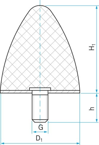 Silentblok - doraz kuželový typ KP-D 35x40 M8x23 55ShA - N2