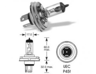 Žárovka 12V H4 60/55W asymetrická P45t-41, ELTA - N2