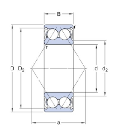 SKF 3204 A-2ZTN9/MT33 kuličkové ložisko s kosoúhlým stykem - N2 - 2