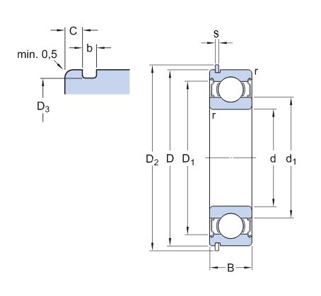 SKF 6201-2ZNR kuličkové ložisko - N2 - 2