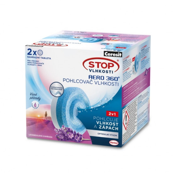 Ceresit Stop Vlhkosti AERO 360° náhradní tablety 3v1 levandule 2x450g - N2