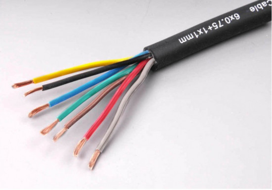 Kabel 6x0,75 mm+1x1 mm sedmibarevný gumová izolace - N2