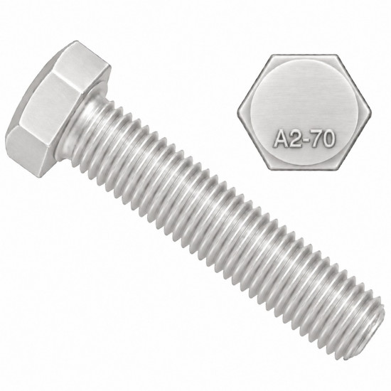 Šroub šestihranný celý závit DIN 933 M20x130 nerez A2-70 - N2