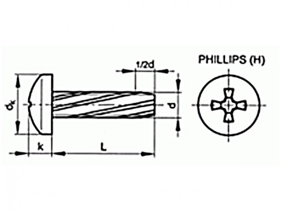 Šroub závitořezný Phillips DIN 7516A M6x25 pozink - N2