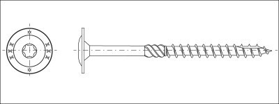 Vrut konstrukční talířová hlava TORX40 8,0x200 zinek žlutý - N2
