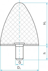 Silentblok - doraz kuželový typ KP-D 50x61 M8x23 55ShA - N1