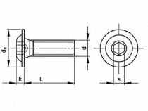 Šroub s půlkulatou hlavou s límcem TORX ISO 7380FL M4x12 nerez A2 - N1