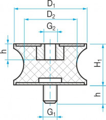 Silentblok TP2 - 30x22/20 M8x23/M8x8 - N1