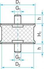 Silentblok SP1 - 40x35/28 M10x16/M10x20 - N1