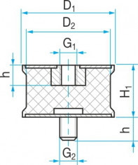 Silentblok SP2 - 46x40/25 M10/M10x28 - N1