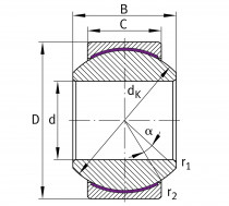 INA GE 5-PW bezúdržbové kloubové ložisko ocel/mosaz+PTFE - N1