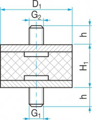 Silentblok typ 1 - 25x20 M6x12 50ShA tvar 45.12 - N1